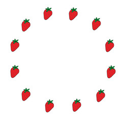 Vector illustration round frame of strawberries