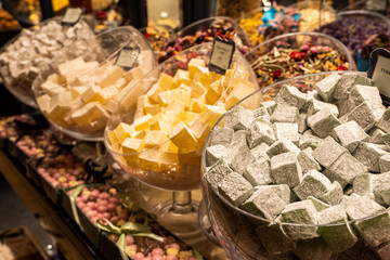 Turkish delight traditional candy at bazaar