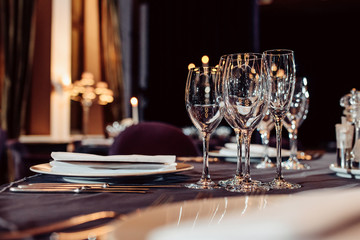 luxury tableware beautiful table setting in restaurant
