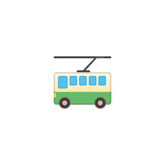 Trolleybus Vector Icon. Isolated Trolley Bus Cartoon Style Emoji, Emoticon Illustration