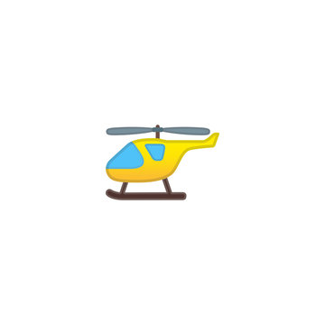 Helicopter Vector Icon. Isolated Helicopter Cartoon Style Emoji, Emoticon Illustration