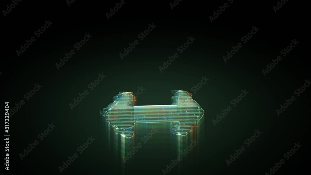 Aufkleber 3d rendering glowing hologram of symbol of double side horizontal arrow distorted glitch green old t
