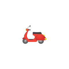 Motor Scooter Vector Icon. Isolated Food Delivery, Motor Bike Cartoon Style Emoji, Emoticon Illustration