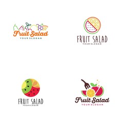 Logo of a fruit salad concept in vector. Healthy food logo template