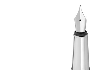 Elegant modern silver fountain pen isolated on white
