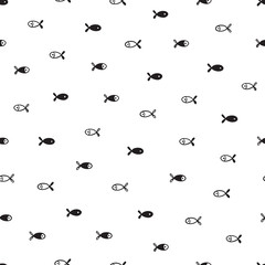 Small Fishes Seamless Pattern. Background for Kids with Hand drawn Doodle Cute Fish. Cartoon Sea Animals Vector illustration in Scandinavian style