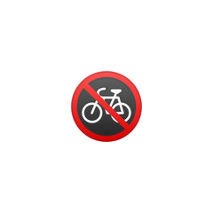 No Bicycles Vector Icon. Isolated No Bicycles Prohibited Road Sign Cartoon Style Emoji, Emoticon Illustration