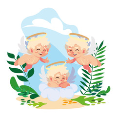 cute cupid angels in different poses, valentines day