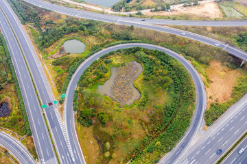 Aerial photography bird-eye view of City