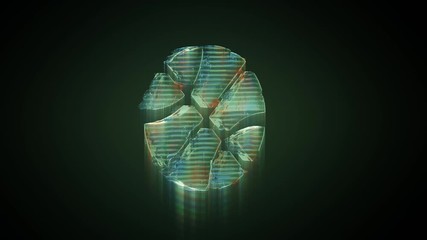 3d rendering glowing hologram of symbol of basketball ball distorted glitch green old tv screen on black background - Powered by Adobe