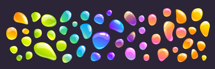 Cartoon colorful glue drops set. Color blobs.