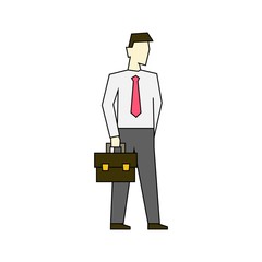 Businessman with briefcase color illustration on white background. Vector illustration