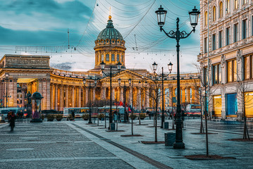 Kazan Temple - greatest architectural creation. Saint Petersburg. - obrazy, fototapety, plakaty