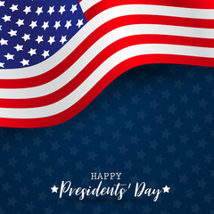 Happy Presidents day banner background. USA waving flag. American public holiday. Realistic vector illustration.