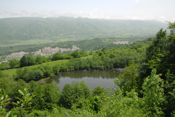 Fototapeta na wymiar Urg-Am Lake, outskirts of Urgyukhoy village. Chechnya (Chechen Republic), Russia, Caucasus.