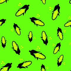 Seamless pattern with yellow corncobs. Ripe corn vegetables. Cool background for restaurant fast food cafe vector illustration.