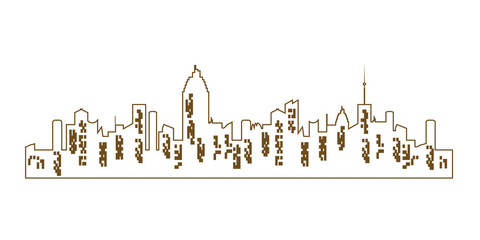 Obraz premium city silhouette. Night town on transparent background