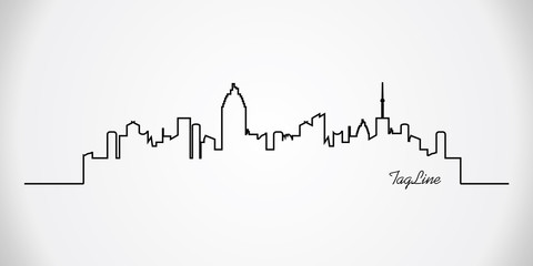 Outline of the city. Contour illustration of modern city residential area on white background. City landscape wave