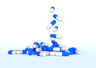 Pills on white background 3d rendering