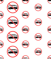 Buses Prohibited Icon Seamless Pattern, Buses Not Allowed Traffic Sign