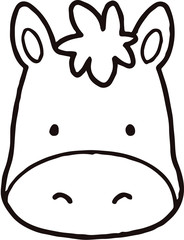 Simple and cute horse head outline only