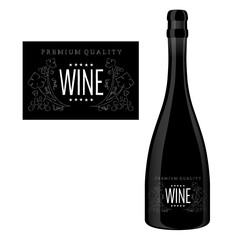  Vector label for a bottle of wine with abstract chalk composition with text and grapes. - 317238031