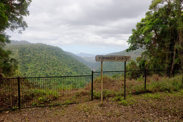 Forwards Lookout and scenic view on the Kuranda Scenic Railway in Tropical North Queensland, Australia