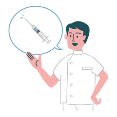 白衣　男性　注射　予防接種