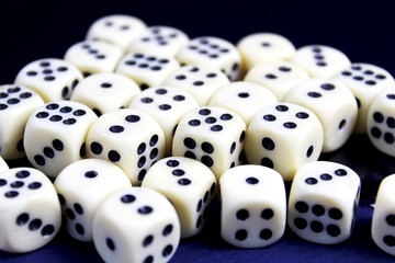 Casino black background with dice. Online casino banner. White and gold dice with reflection isolatel on black. 3d rendering casino clipart. play the game. life game