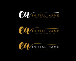 E A EA Initial handwriting logo vector. Hand lettering for designs.