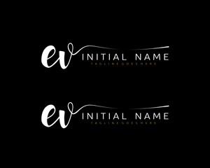 E V EV Initial handwriting logo vector. Hand lettering for designs.