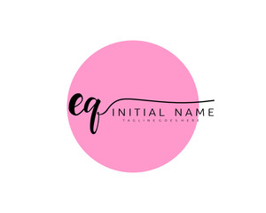 E Q EQ Initial handwriting logo vector. Hand lettering for designs.