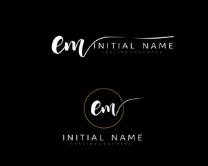 E M EM Initial handwriting logo vector. Hand lettering for designs.