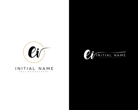 E I EI Initial handwriting logo vector. Hand lettering for designs.