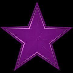 Pink star for rating isolated on black background. 3d render.