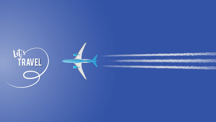 Airplane on a background of blue sky.