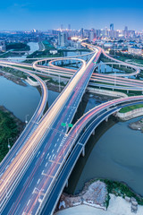 shanghai interchange overpass and elevated road in nightfall © gjp311