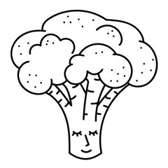 Hand drawing doodle broccoli; vegetable vector illustration for stickers, posters, seasonal design.