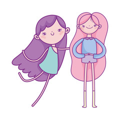 happy valentines day, young girl celebrating cupid love cartoon