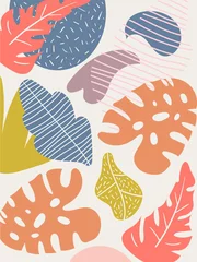 Fototapeten Vector template of a pattern of different colorful shapes of leafs on white background © Rudzhan