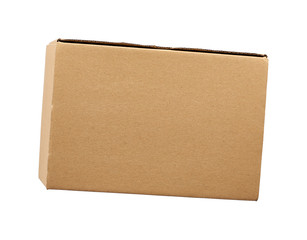 closed brown rectangular cardboard box for transporting goods