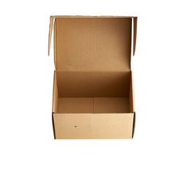 open brown rectangular cardboard box for transporting goods