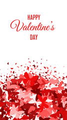Happy Valentine Day festive layout. Glitter red butterflies on white background. Lettering Valentine's day card. For invitations, cards, banner concept design. Be my valentine. Vector Illustration.