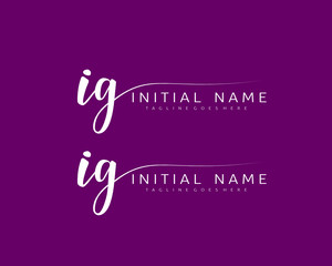 I G IG Initial handwriting logo vector. Hand lettering for designs.
