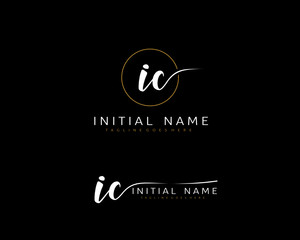 I C IC Initial handwriting logo vector. Hand lettering for designs.