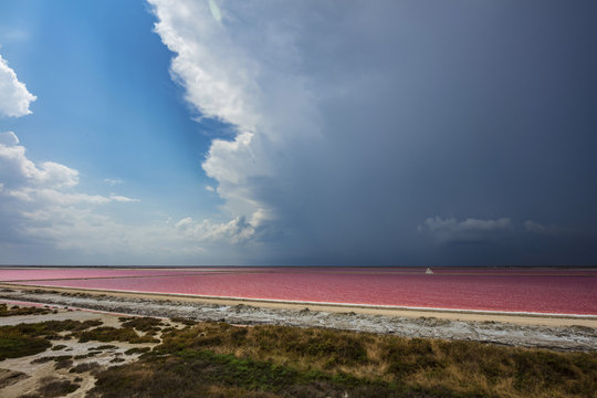 The beautiful and special colors of the saltworks of Giraud, Bouches-du-Rh&ocirc;ne, Provence, France