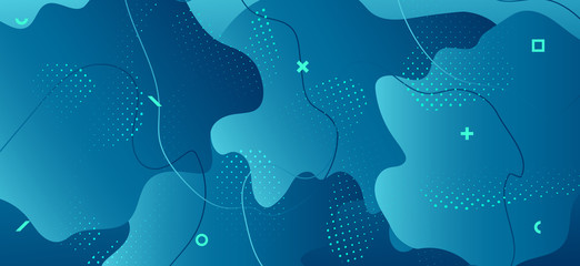 Blue Fluid Poster. Modern Wave Background. 