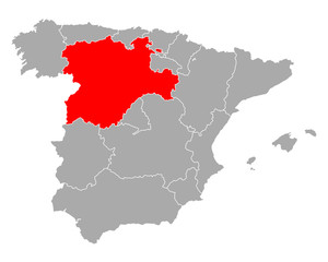 Fototapeta premium Karte von Kastilien und Leon in Spanien