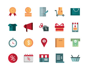 shopping business commerce trade online icon set