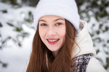 Fototapeta premium Fashion young girl in the winter time